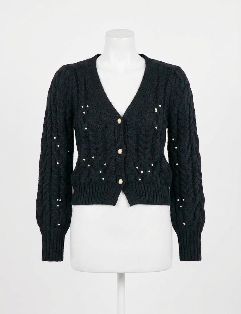 NEW SADIE & SAGE pearl embellished cardigan in black